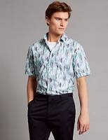 Marks and Spencer  Luxury Pure Cotton Slim Fit Printed Shirt