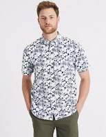 Marks and Spencer  Pure Cotton Leaf Print Oxford Shirt