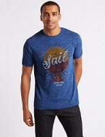 Marks and Spencer  Slim Fit Cotton Blend Crew Neck T-Shirt