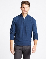 Marks and Spencer  Pure Cotton Textured Half Zipped Jumper
