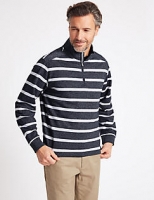 Marks and Spencer  Cotton Rich Striped Half Zipped Sweatshirt