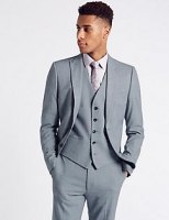 Marks and Spencer  Blue Textured Modern Slim Fit 3 Piece Suit