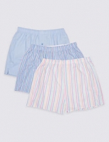 Marks and Spencer  3 Pack Pure Cotton Striped Boxers