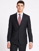 Marks and Spencer  Navy Herringbone Slim Fit Wool Suit