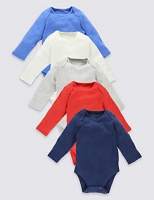 Marks and Spencer  5 Pack Plain Colour Pure Cotton Bodysuits