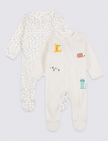 Marks and Spencer  2 Pack Animal Applique Sleepsuits