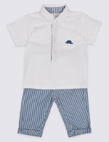 Marks and Spencer  2 Piece Pure Cotton Polo Shirt & Trousers Outfit