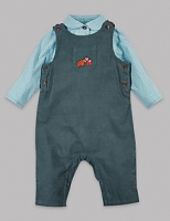 Marks and Spencer  2 Piece Cord Dungaree & Woven Bodysuit Outfit