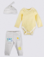 Marks and Spencer  3 Piece Bodysuit & Bottom with Hat Outfit