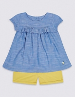 Marks and Spencer  2 Piece Pure Cotton Woven Top & Shorts Outfit