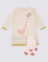 Marks and Spencer  2 Piece Knitted Baby Dress with Tights