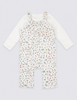 Marks and Spencer  2 Piece Bodysuit & Frill Dungaree Outfit