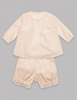 Marks and Spencer  2 Piece Cotton Rich Top & Shorts Outfit