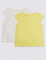 Marks and Spencer  2 Pack Broderie Pure Cotton T-Shirts