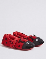 Marks and Spencer  Kids Riptape Ladybird Slippers (5 Small - 12 Small)