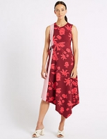Marks and Spencer  Colour Block Floral Print Wrap Midi Dress