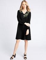 Marks and Spencer  Embroidered Long Sleeve Tunic Midi Dress
