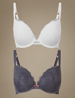 Marks and Spencer  2 Pack Lace Padded Push-Up Plunge Bras A-DD