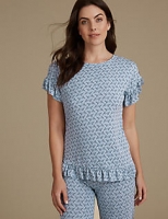 Marks and Spencer  Frill Hem Printed Short Sleeve Pyjama Top