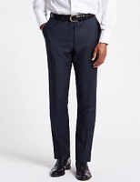 Marks and Spencer  Navy Checked Slim Fit Wool Trousers