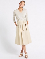 Marks and Spencer  Cotton Rich Belted Full Midi Skirt