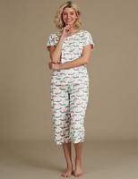 Marks and Spencer  Tiger Print Cropped Short Sleeve Pyjama Set