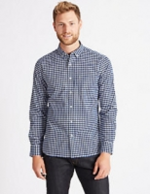 Pure Cotton Slim Fit Checked Oxford Shirt 34.00 €