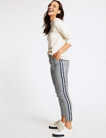 Marks and Spencer  Checked Side Stripe Slim Leg Trousers