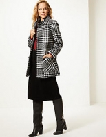 Marks and Spencer  Wool Blend Checked Peacoat