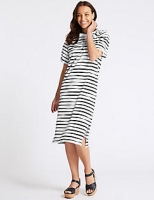 Marks and Spencer  Pure Cotton Striped Round Neck T-Shirt Dress