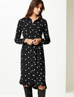 Marks and Spencer  Spotted Long Sleeve Shirt Midi Dress
