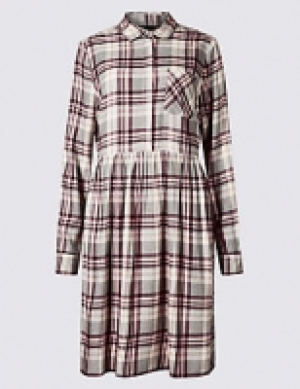 PETITE Checked Long Sleeve Drop Waist Dress 47.50 €