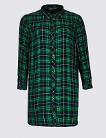 Marks and Spencer  CURVE Checked Longline Long Sleeve Shirt