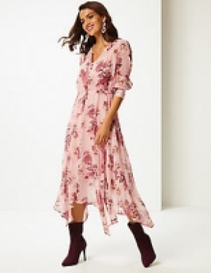 Floral Print Long Sleeve Tea Midi Dress 67.00 €