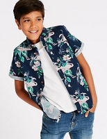 Marks and Spencer  Linen Rich Flamingo Print Shirt (3-16 Years)