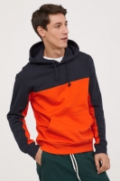 HM   Block-patterned hooded top