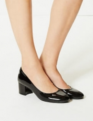 Leather Block Heel Court Shoes 65.00 €
