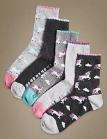 Marks and Spencer  5 Pair Pack Unicorn Ankle High Socks