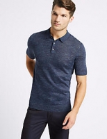 Marks and Spencer  Textured Knitted Polo with Linen