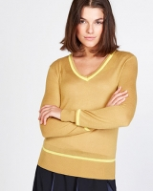 Dunnes Stores  Lennon Courtney at Dunnes Stores Mustard V-Neck Jumper