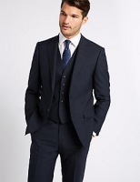 Marks and Spencer  Navy Regular Fit Wool 3 Piece Suit