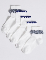 Marks and Spencer  5 Pairs of Frill Ankle Socks (3-10 Years)