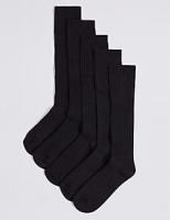 Marks and Spencer  5 Pairs of Freshfeet Cotton Rich Long Ribbed School Socks (2