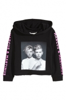 HM   Printed cropped hooded top