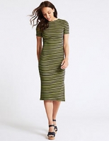 Marks and Spencer  Cotton Rich Striped Bodycon Midi Dress