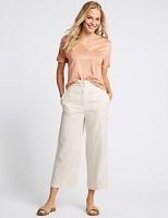Marks and Spencer  Linen Rich Cropped Straight Leg Trousers