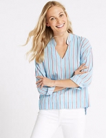 Marks and Spencer  Pure Cotton Striped Long Sleeve Blouse