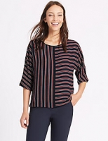 Marks and Spencer  Kimono Striped 3/4 Sleeve Shell Top