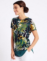 Marks and Spencer  Cotton Rich Palm Print Short Sleeve Tunic