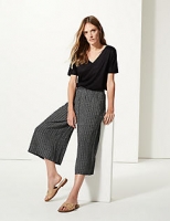 Marks and Spencer  Printed Wide Leg Cropped Flared Trousers